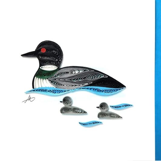 4x4 Quilled Greeting Card - Loon & Babies
