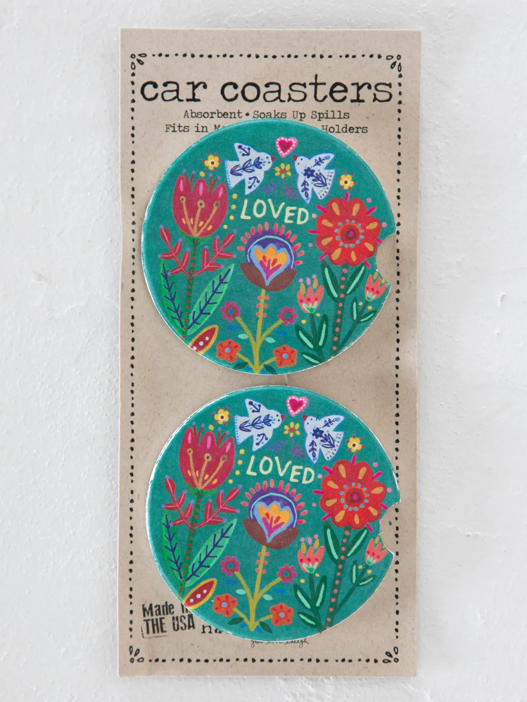 Natural Life Car Coaster Set - Loved