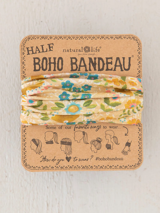 Half Boho Bandeau Headband - Mandala Light Grey