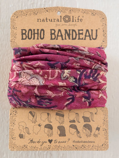 Natural Life Full Boho Bandeau Headband - Mauve India Vines