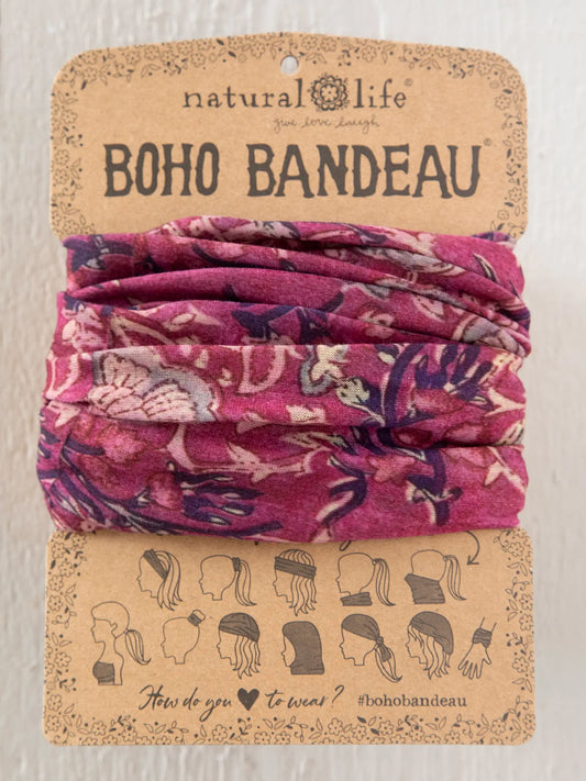 Natural Life Full Boho Bandeau Headband - Mauve India Vines