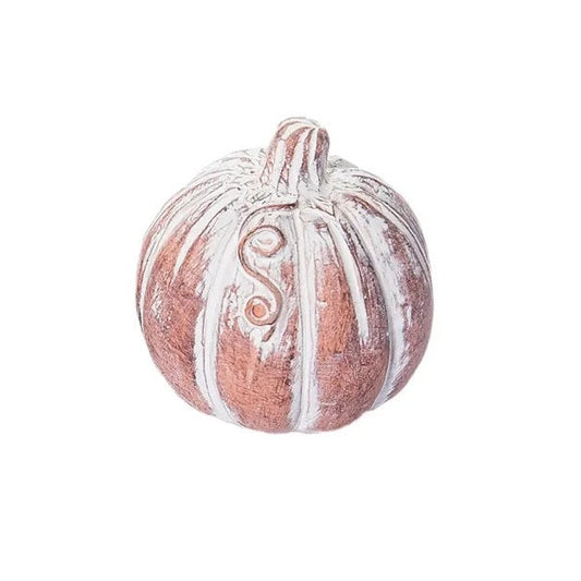 Mini White Washed Resin Pumpkin