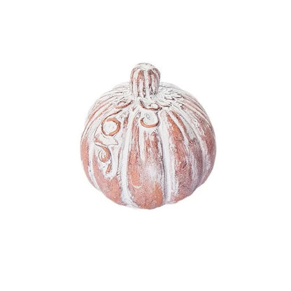 Mini White Washed Resin Pumpkin