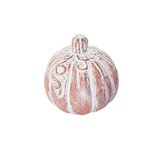 Mini White Washed Resin Pumpkin