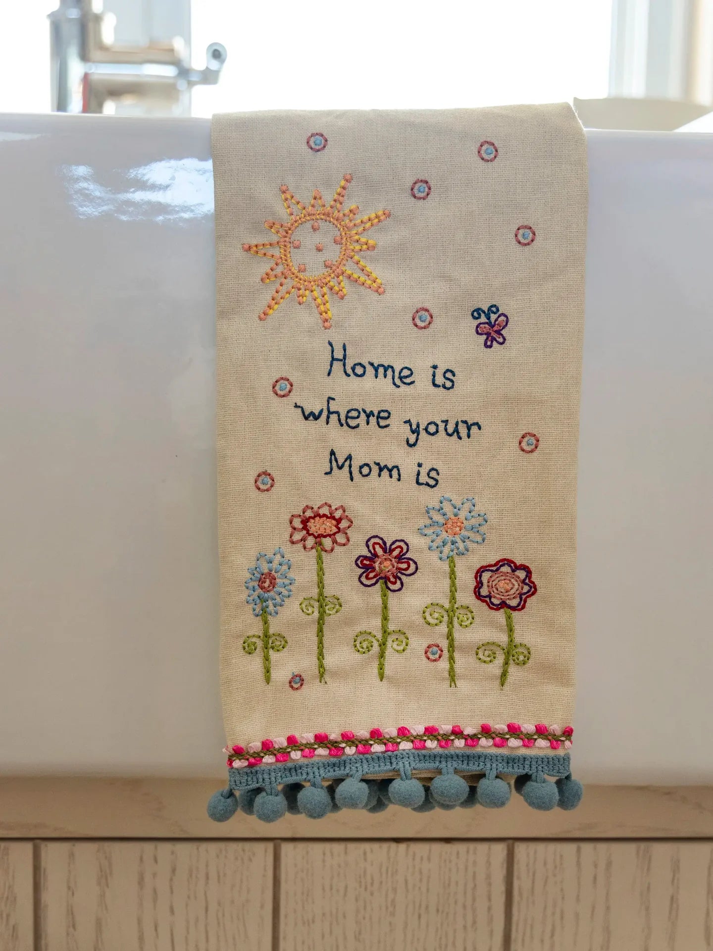 Natural Life Linen Embroidered Hand Towel - Mom