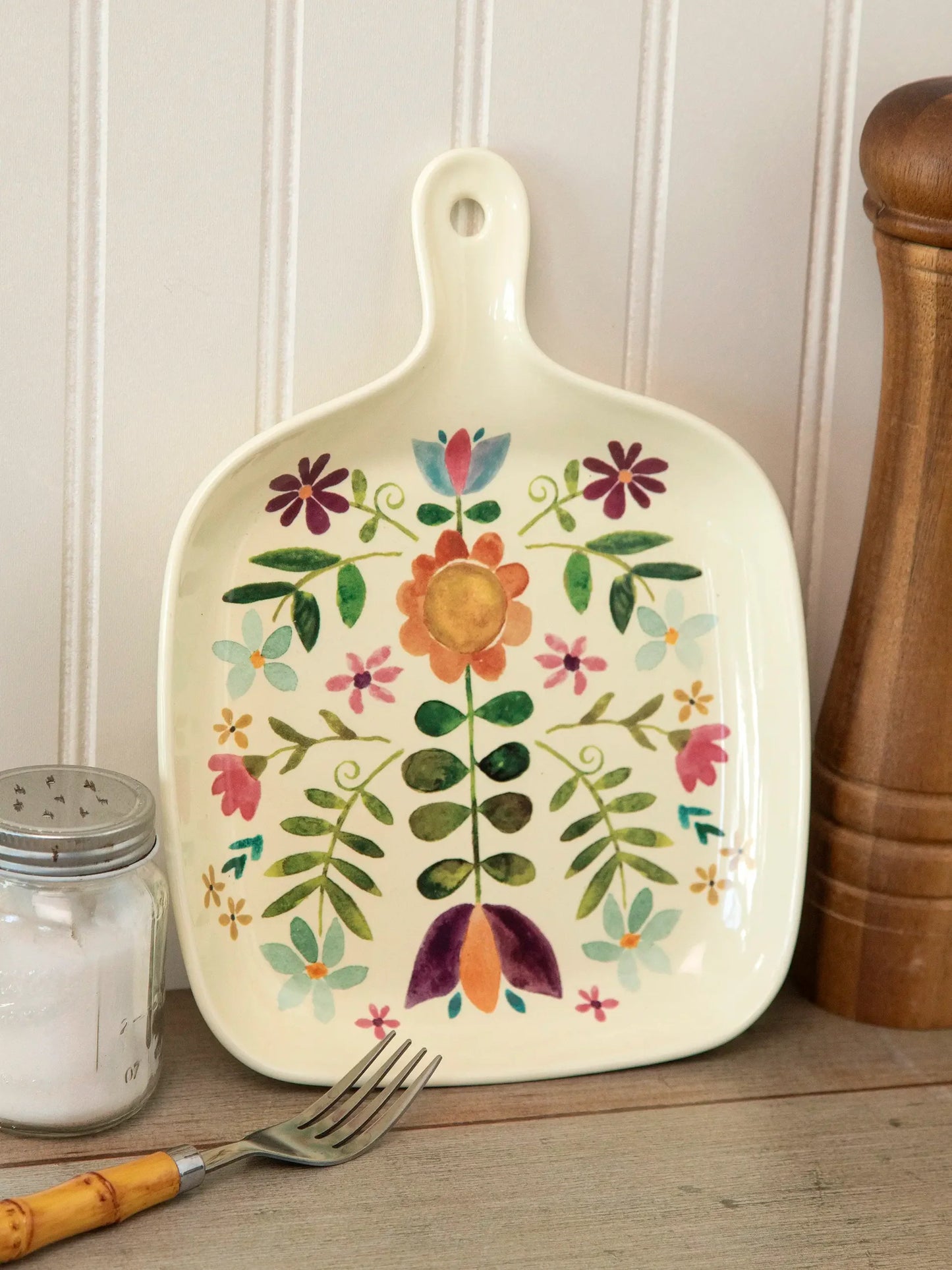 Natural Life Oven To Table Plate - Folk Flower
