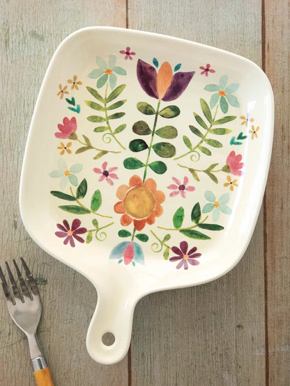 Natural Life Oven To Table Plate - Folk Flower