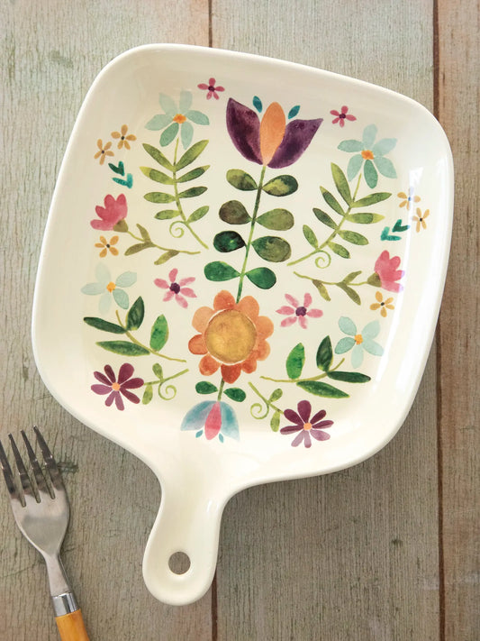 Natural Life Oven To Table Plate - Folk Flower