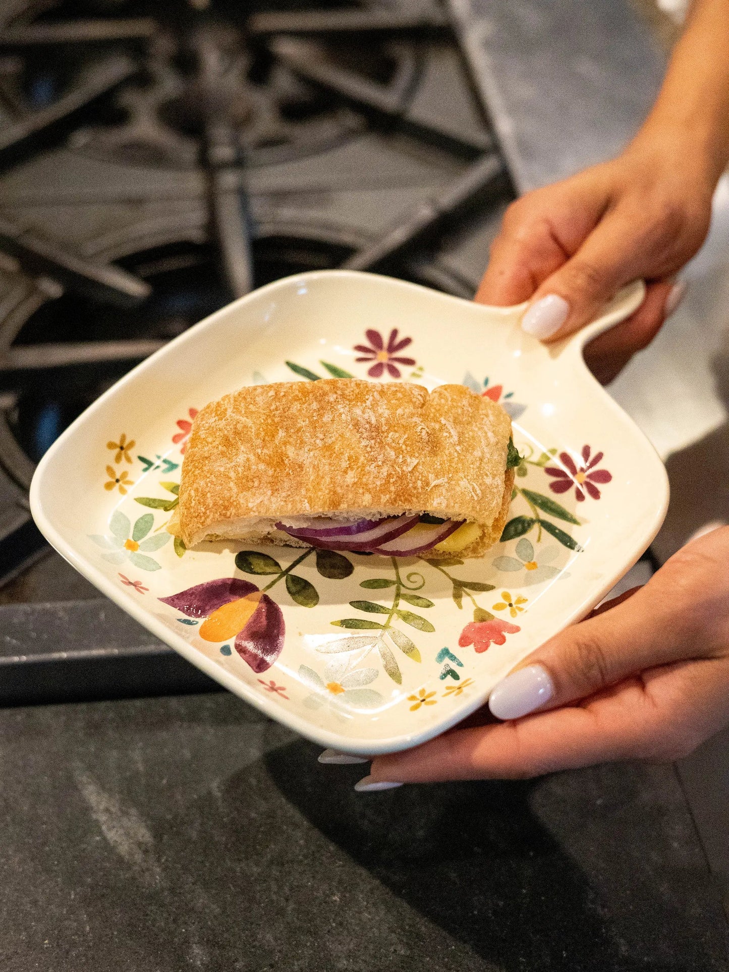 Natural Life Oven To Table Plate - Folk Flower
