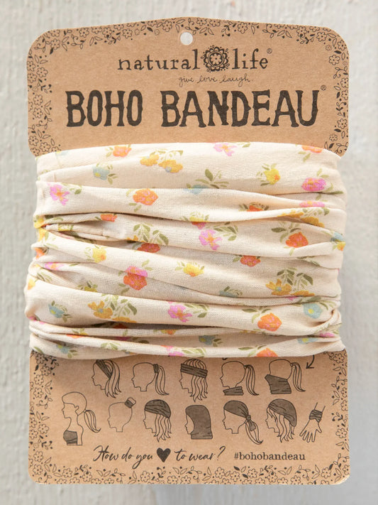 Natural Life Full Boho Bandeau Headband - Pastel Floral Cream