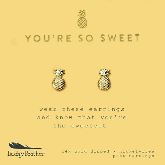 You're So Sweet Gold Pineapple Earrings