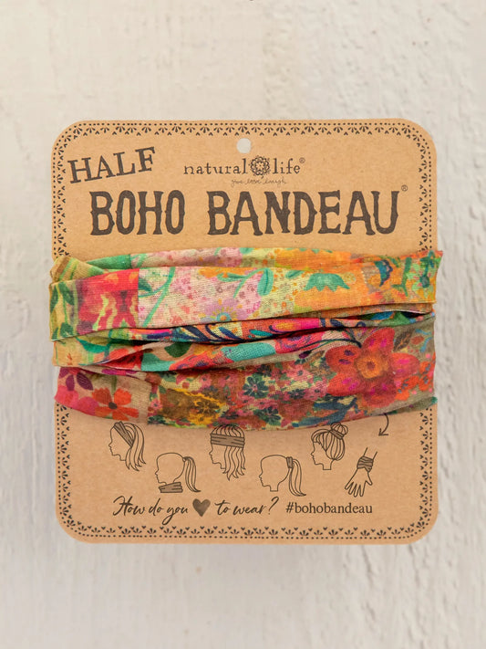 Half Boho Bandeau Headband - Pink Patchwork