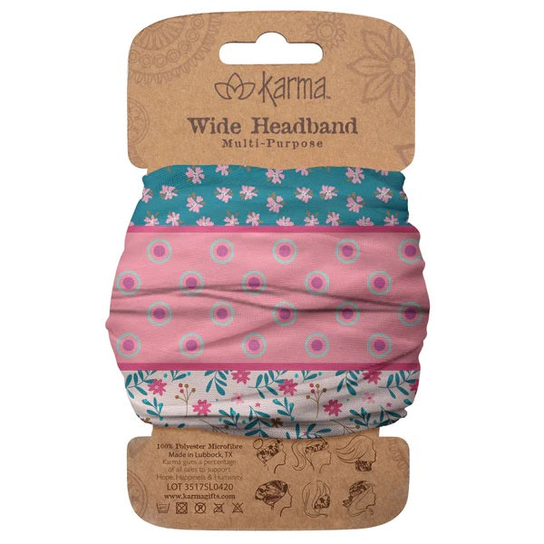 Wide Headband - Pink/Teal Floral