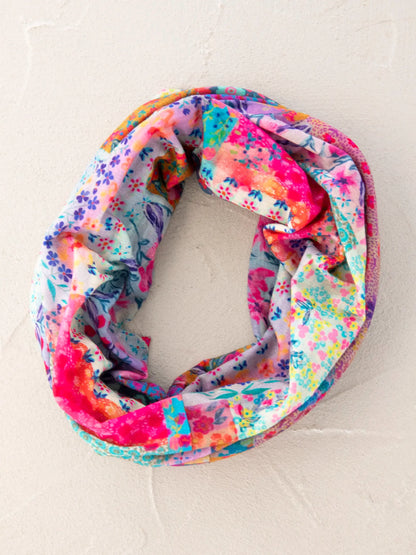 Half Boho Bandeau Headband - Pink Watercolor Patchwork
