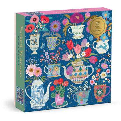 Potted Teacups 500 Piece Foil Jigsaw Puzzle