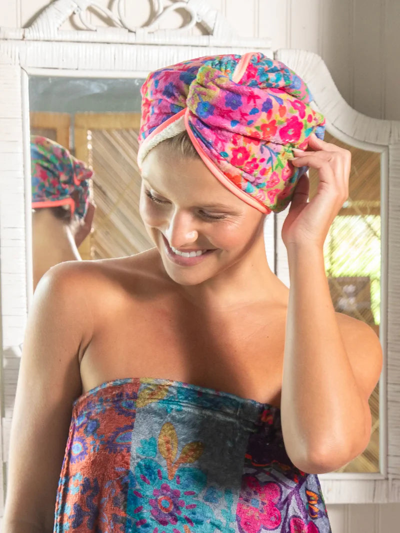 Hair Towel Wrap - Rainbow Floral