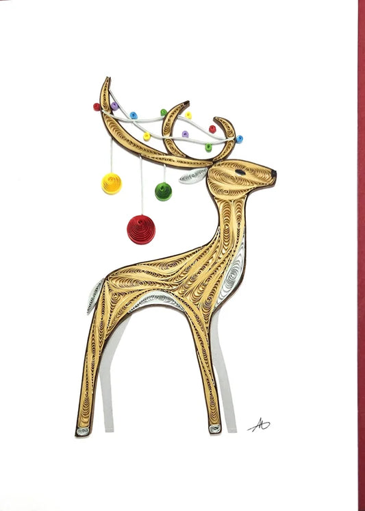 5x7 Quilled Greeting Card - Reindeer