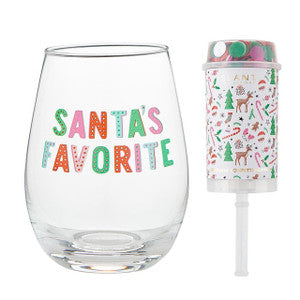 Wineglass & Popper Gift Set - Santa's Favorite