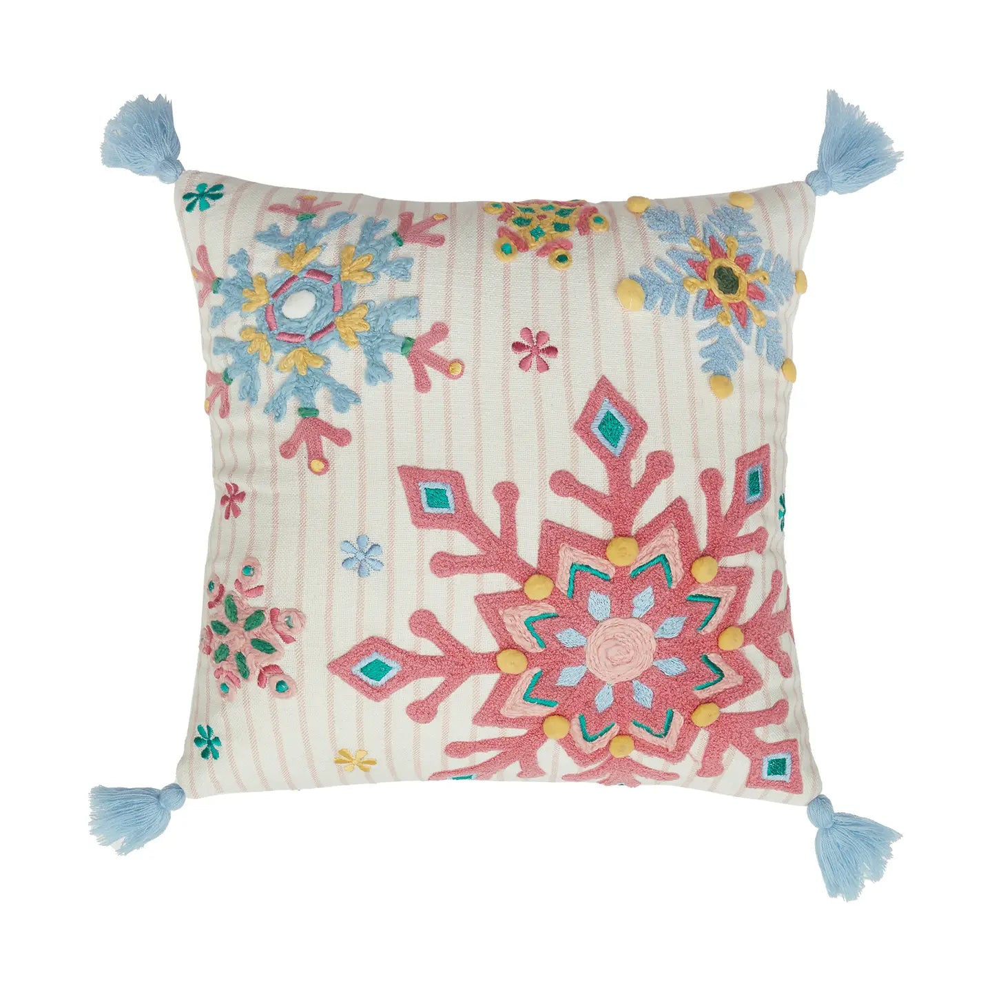 Holiday Snowflake Pillow With Tassels