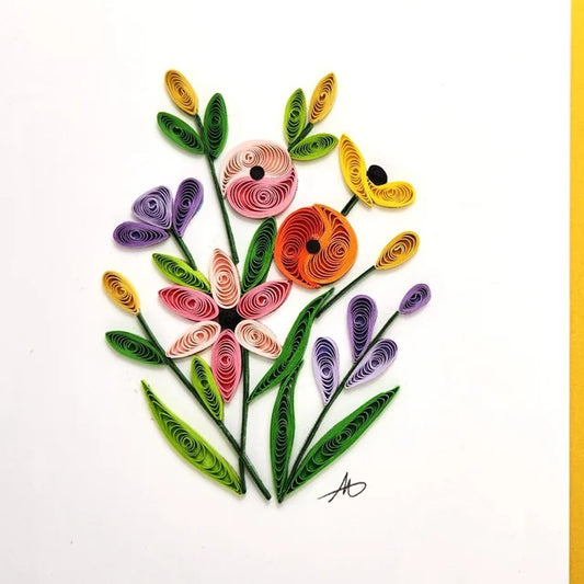 4x4 Quilled Greeting Card - Spring Flower