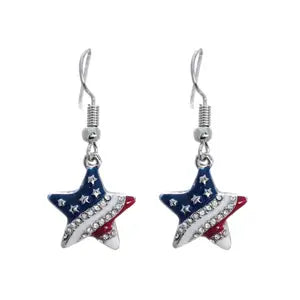 Patriotic Star Dangle Earrings