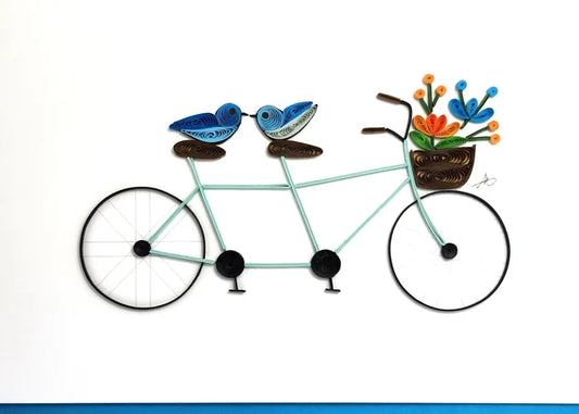 5x7 Quilled Greeting Card - Tandem Bicycle