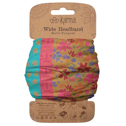 Wide Headband - Teal/Apricot Floral
