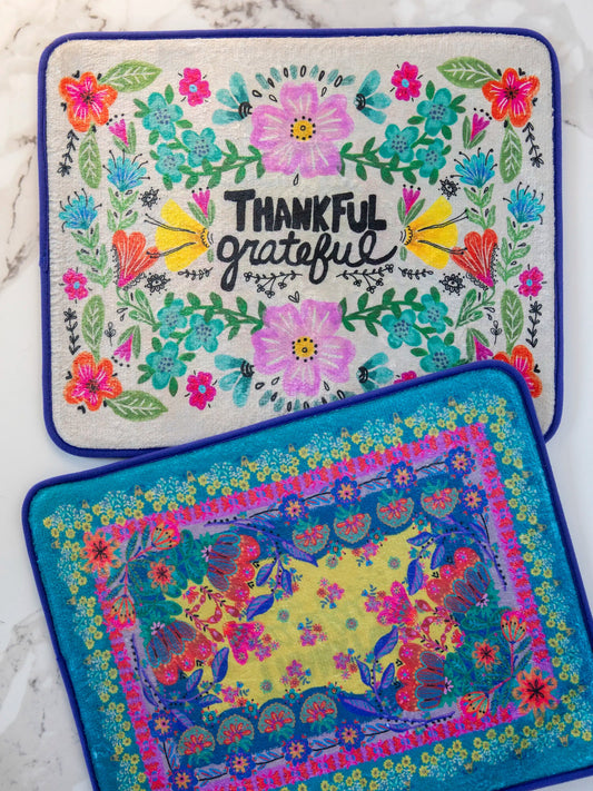 Natural Life Reversible Dish Drying Mat - Thankful & Grateful