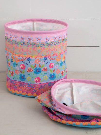 Floral Border Collapsible Trash / Storage Bin