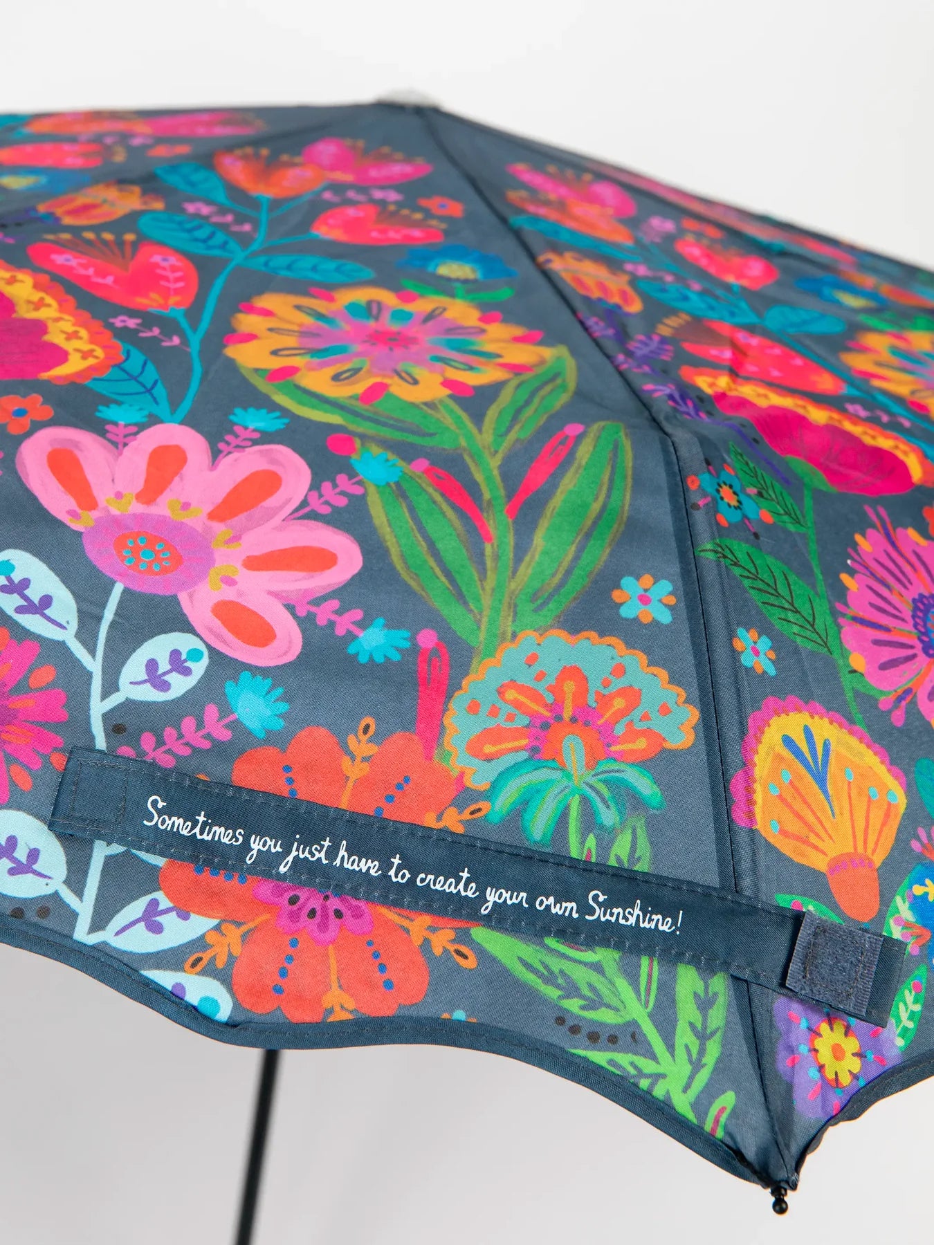 Natural Life Fold Up Umbrella - Navy Flower