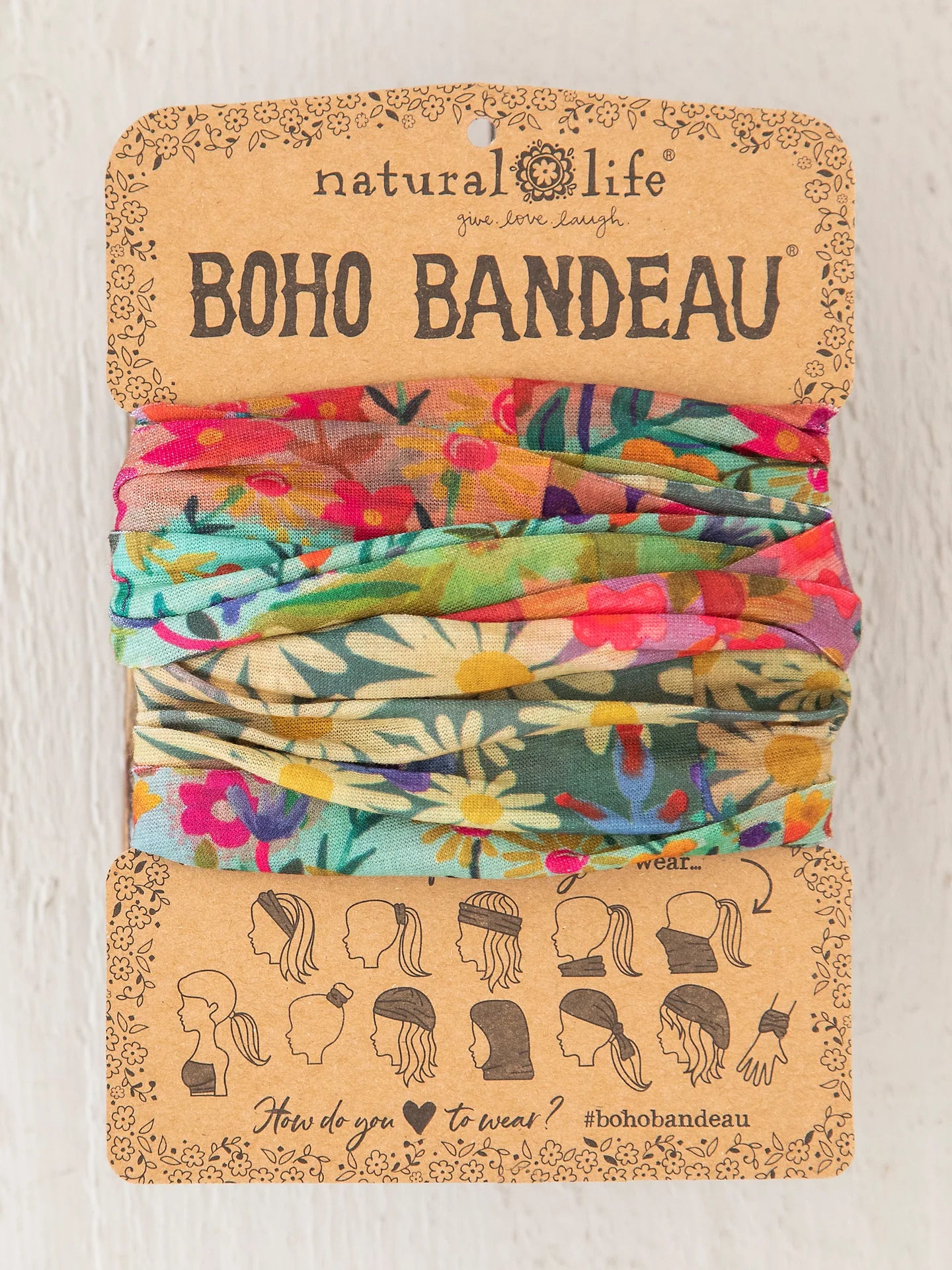 Natural Life Full Boho Bandeau Headband - Wildflower Border