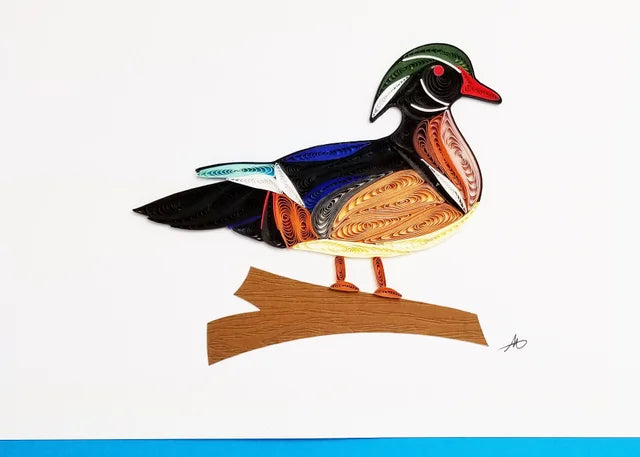5x7 Quilled Greeting Card - Wood Duck