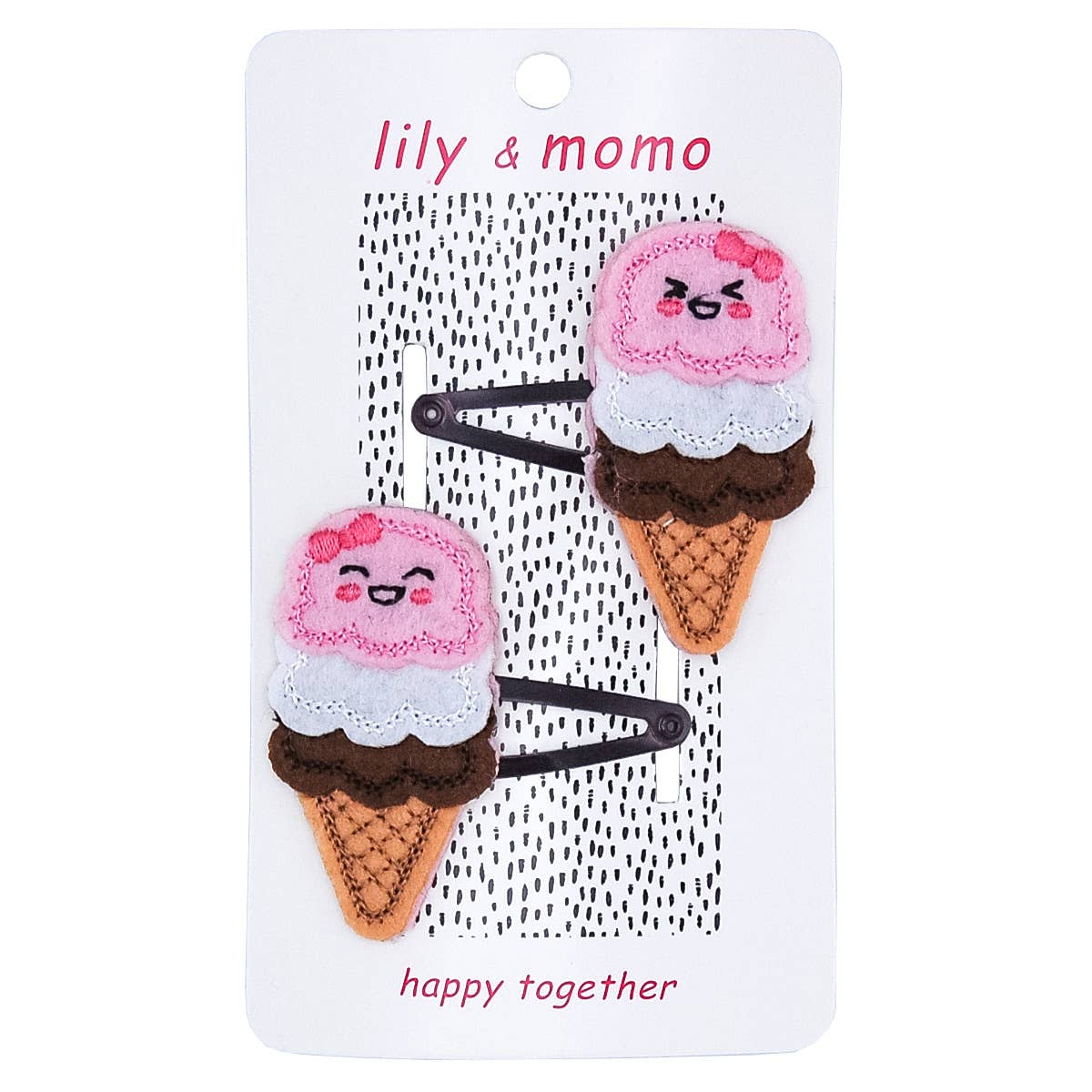 I Scream For Ice Cream Hair Clips - Pink & Brown