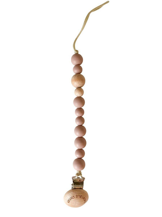 Classic Pacifier Clip - Wood & Rose
