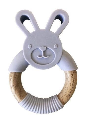 Bunny Silicone & Wood Teether - Lavender