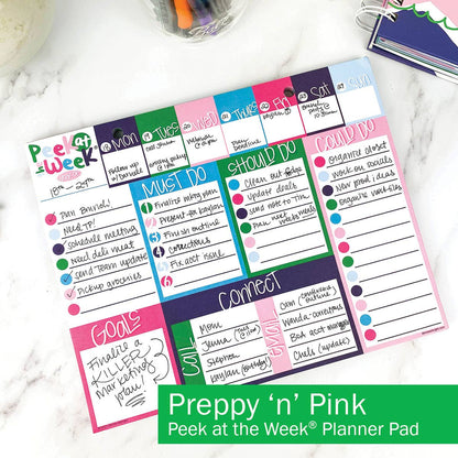 Peek at the Week® Weekly Planner Pad - Preppy 'n' Pink