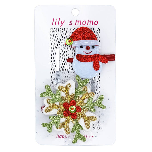 Snowman & Tulle Snowflake Hair Clips