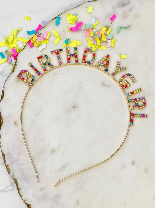 'Birthday Girl' Rhinestone Headband - Multi