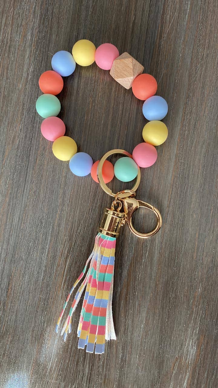 Silicone Wristlet Keychain - Pastel Multi Color
