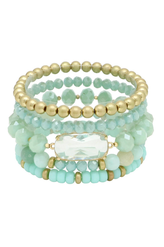 Crystal Beaded Bracelet - Aqua