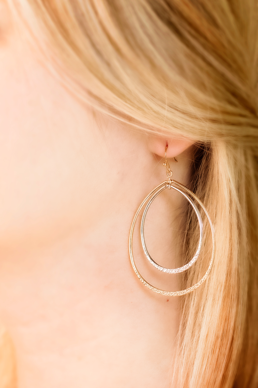 Double Hoop Earrings - Silver & Gold