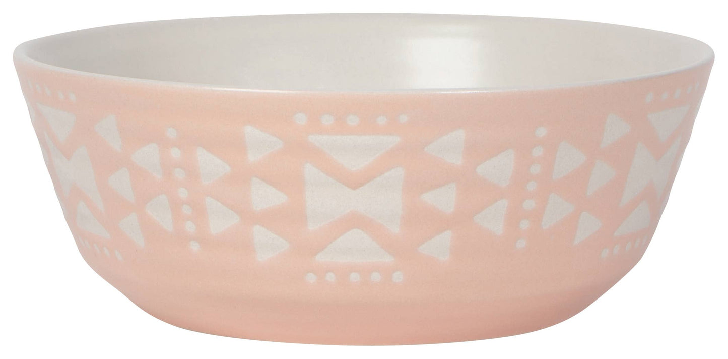 Pink Imprint Stoneware Bowl