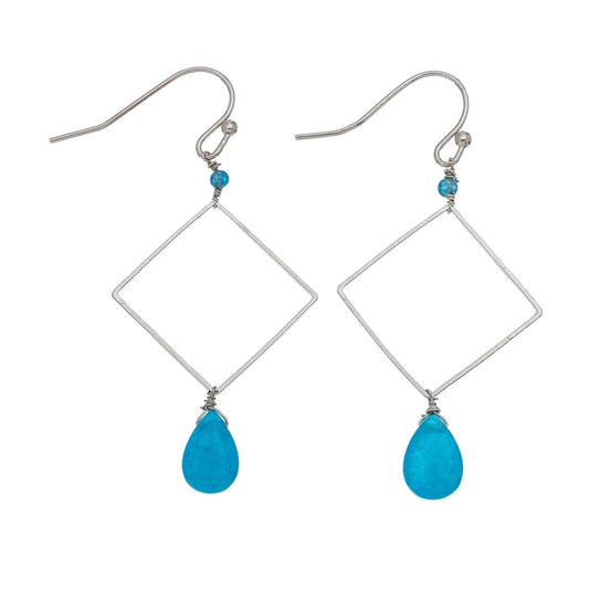 Sea Glass Drop Earrings - Blue