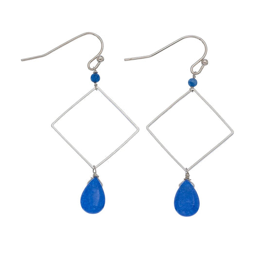 Sea Glass Drop Earrings - Dark Blue