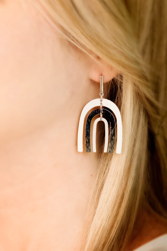 Triple Arch Earrings - Silver