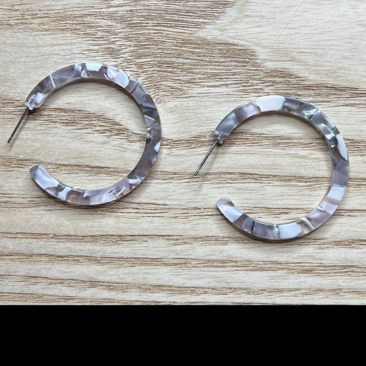 Acrylic Hoop Earrings - Gray