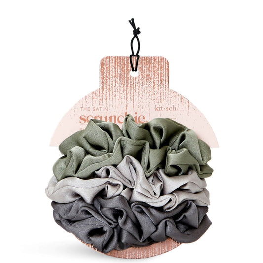 Holiday Satin Scrunchies 6 Pieces - Winter Sage