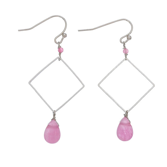 Sea Glass Drop Earrings - Pink