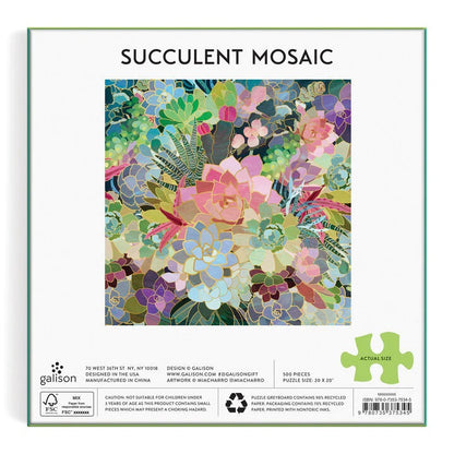 Succulent Mosaic 500 Piece Foil Jigsaw Puzzle